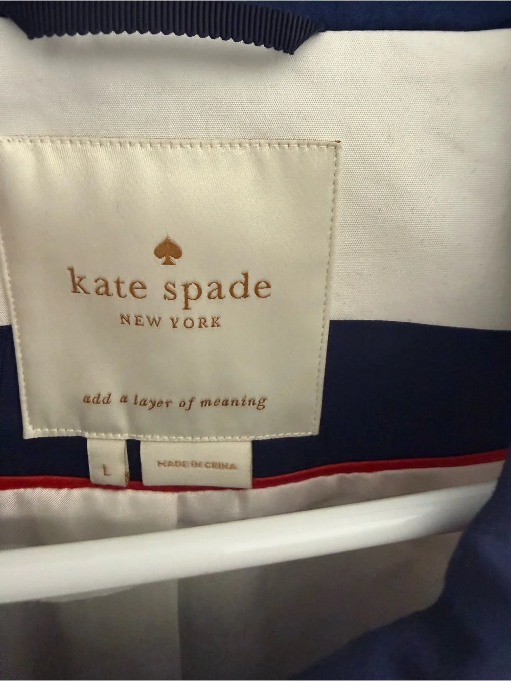 Kate Spade New York Franny Striped Coat Womens SZ L Button Up Bow Accent Preppy